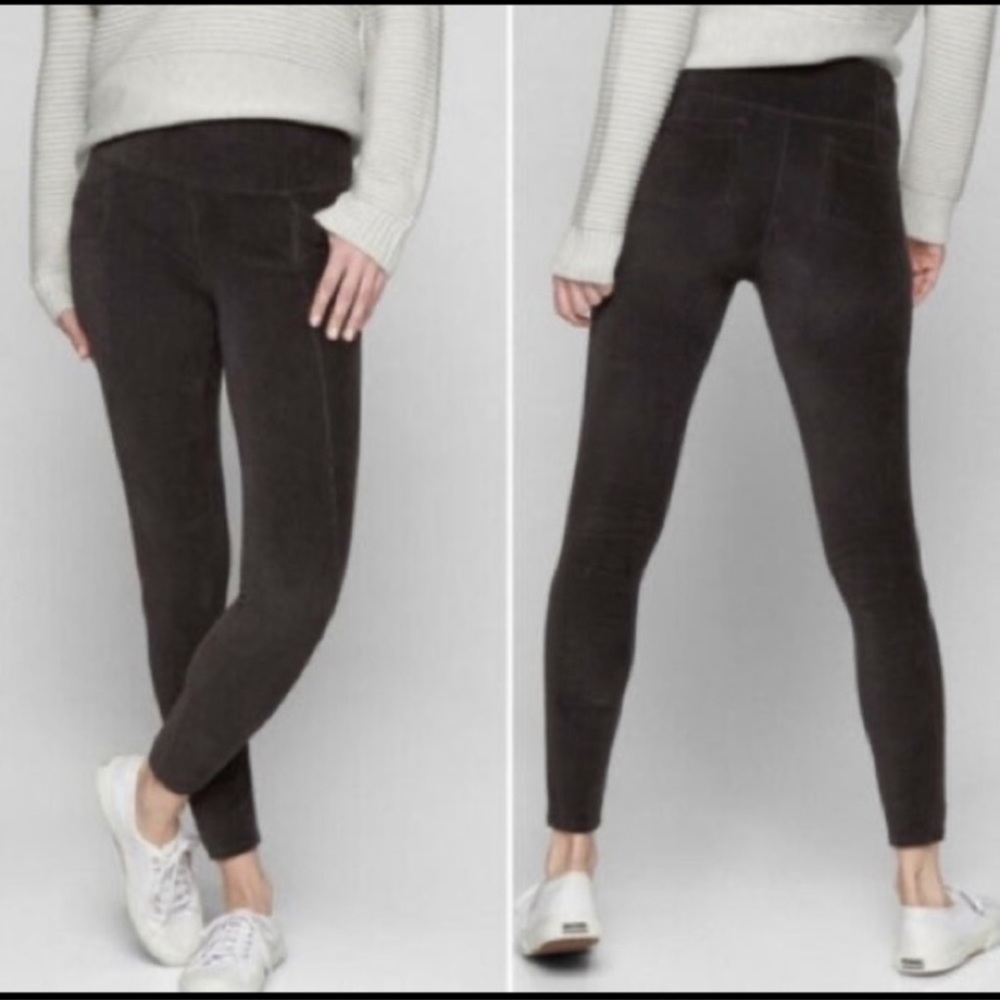 ATHLETA Metro Black Soft Corduroy Velour Pocket Leggings 2x